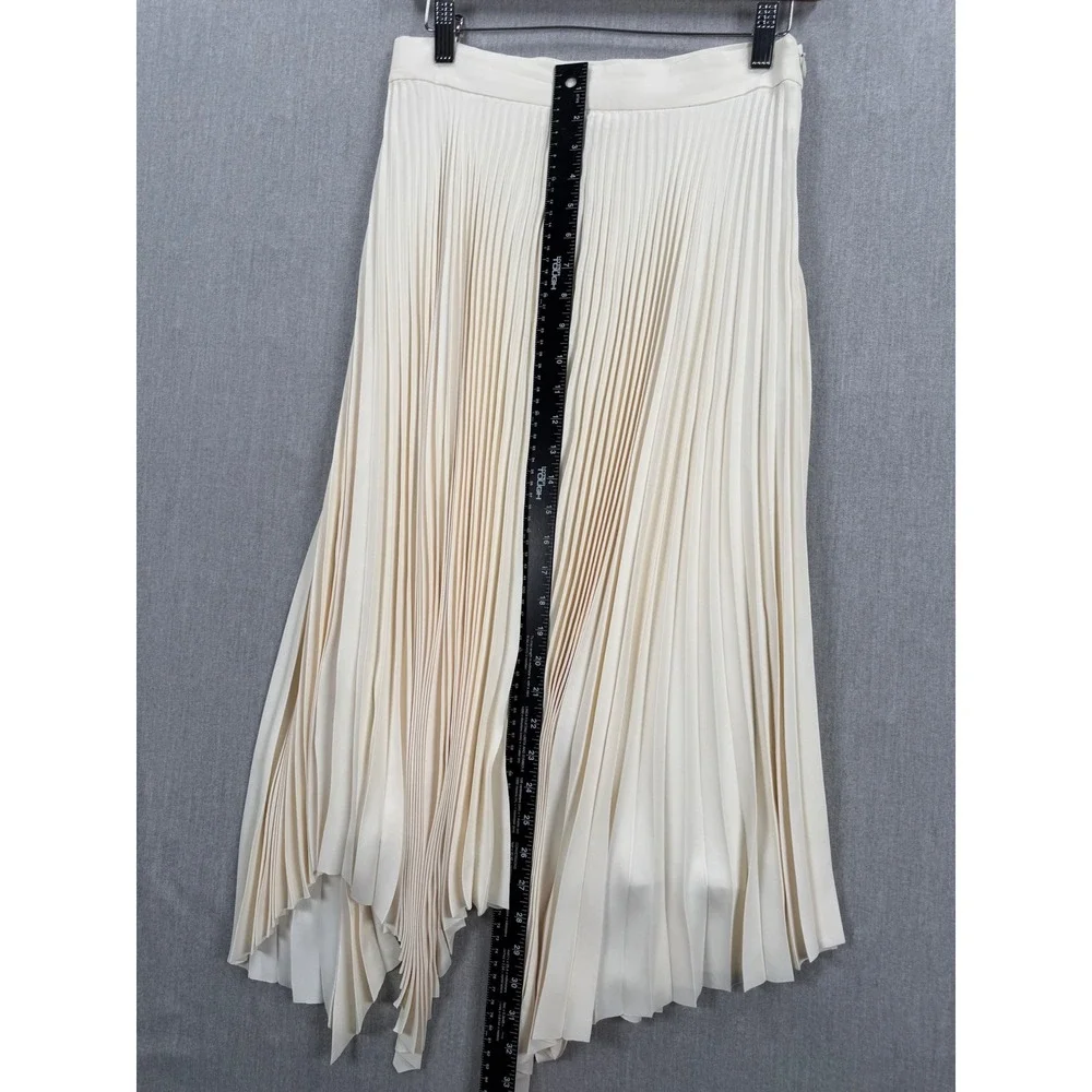 Tory Burch Sunburst Cream Pleated Handkerchief Hem Midi Skirt 74980 Womens Sz 6‎